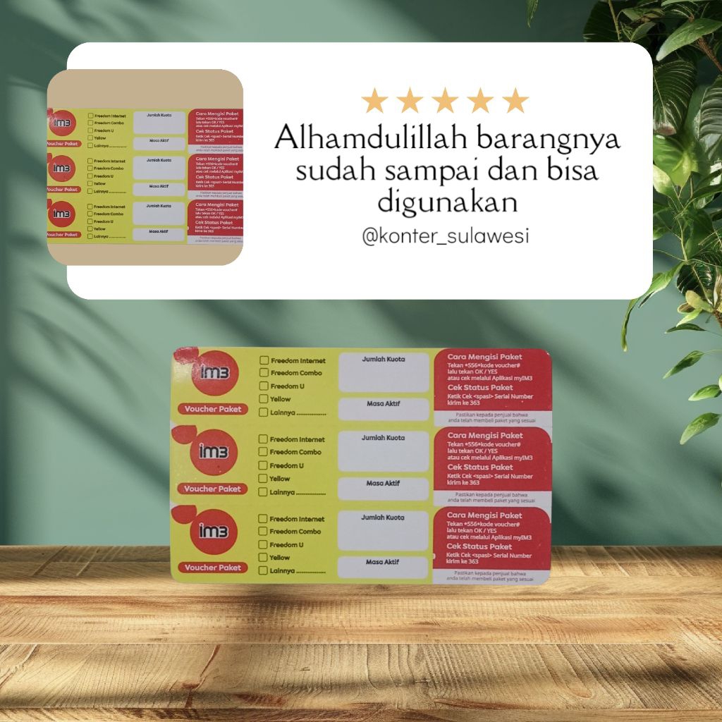 Kartu Voucher Kosong Indosat Bahan injek Konter  KALISUMAPA