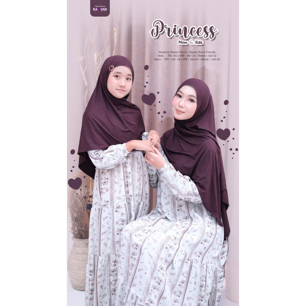 Princess Gamis couple mom & kids//Gamis rayon couple Ori by Raqumi Hijab
