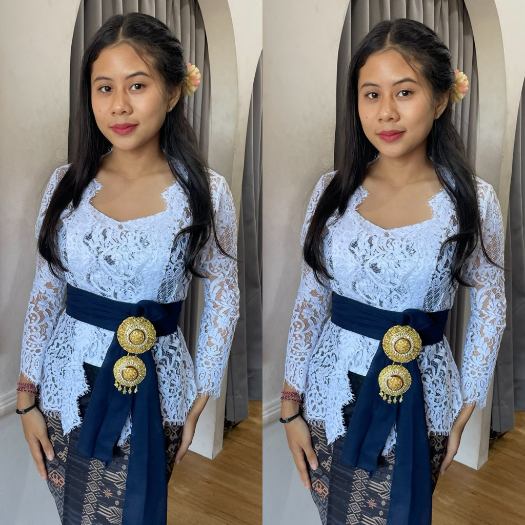 [SALE] (Kebaya Saja) Kebaya Bali Jadi Semiprancis Sabrina - kebaya brokat halus sembahyang - ready s