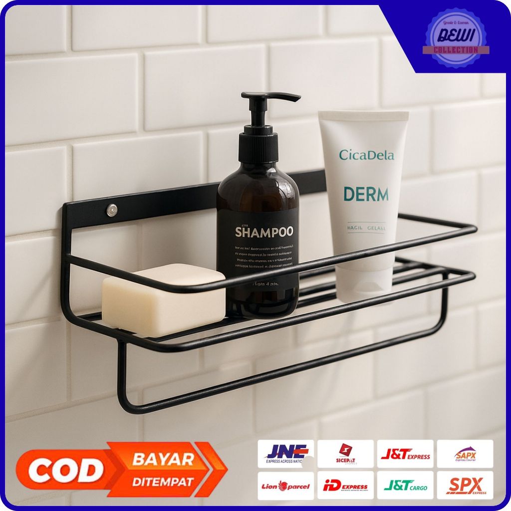 Rak Gantung Kamar Mandi Besi Anti Karat | Rak Dinding Sabun & Shampoo | Rak Kamar Mandi Minimalis