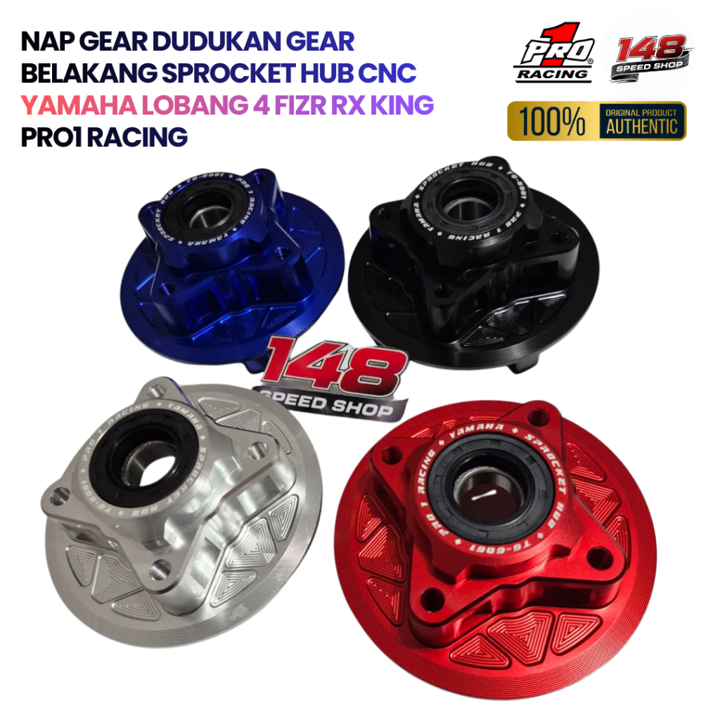 NAP GEAR DUDUKAN GEAR BELAKANG SPROCKET HUB CNC YAMAHA LOBANG 4 FIZR RX KING PRO1 RACING
