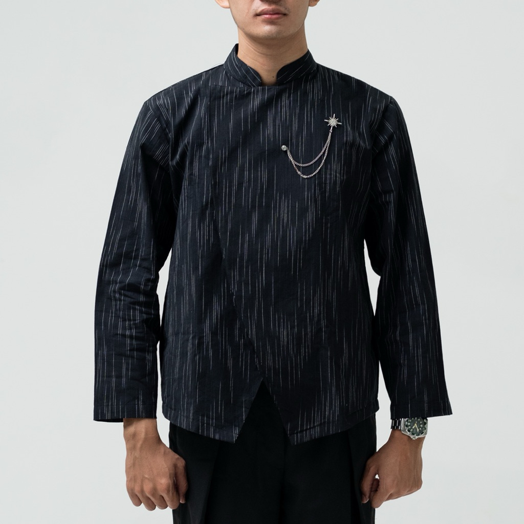 Kemeja Batik Lurik Modern Hitam Pria Wanita