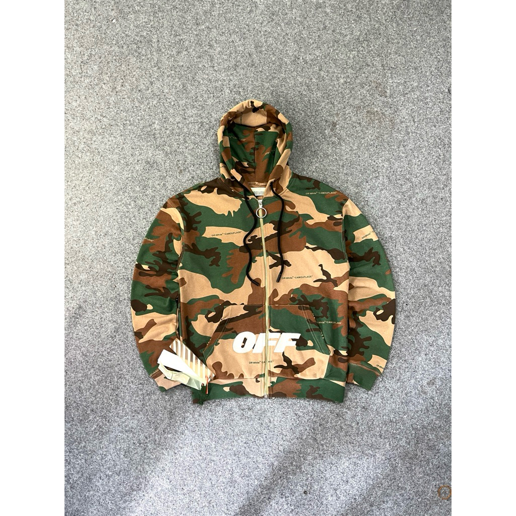 BNWT  OFF WHITE CAMOUFLAGE FW18 ZIP HOODIE