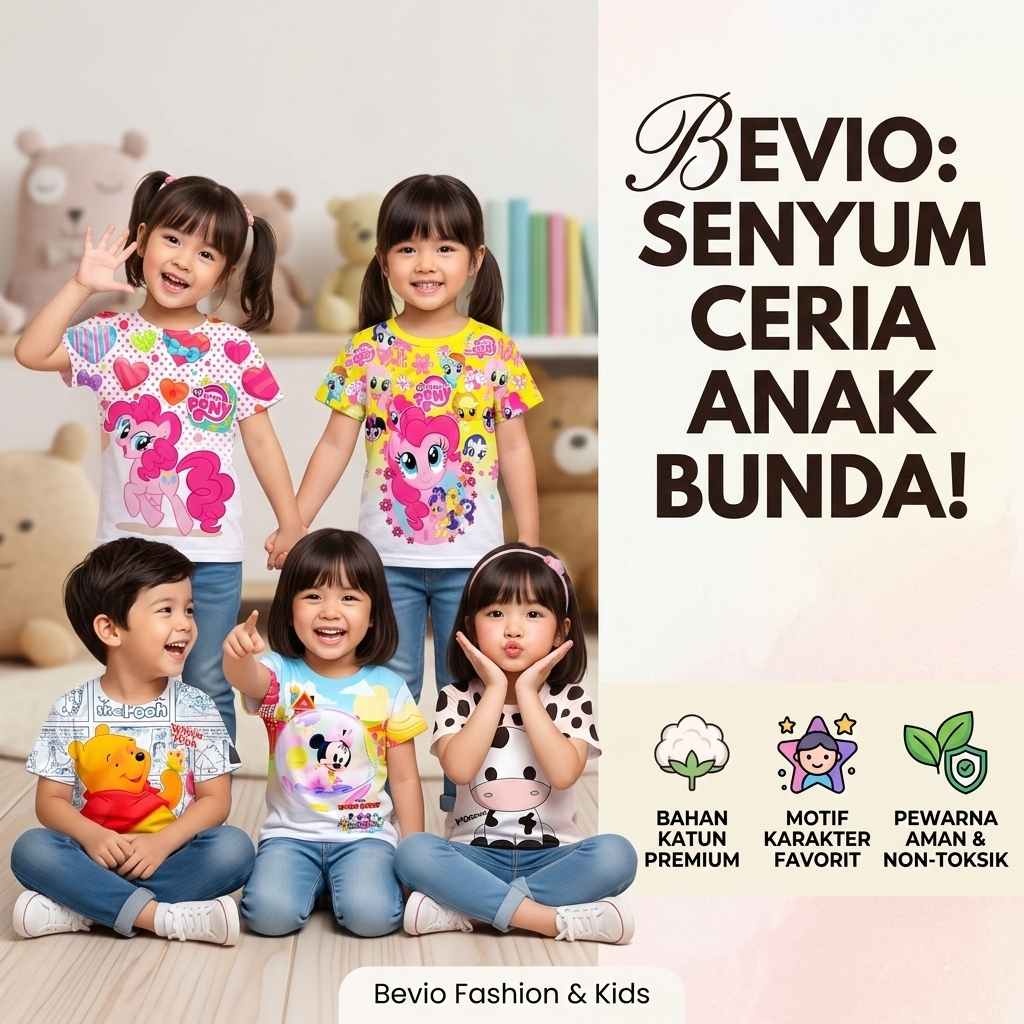 Kaos Anak Perempuan Little Pony Coco Ice Atasan Baju Karakter Full Print