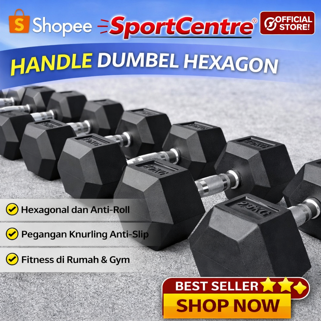 POTENCE HEXAGON Dumbell Dumble barbel hexagonal 2.5kg-10kg kualitas bagus barbel hexagonal karet peg