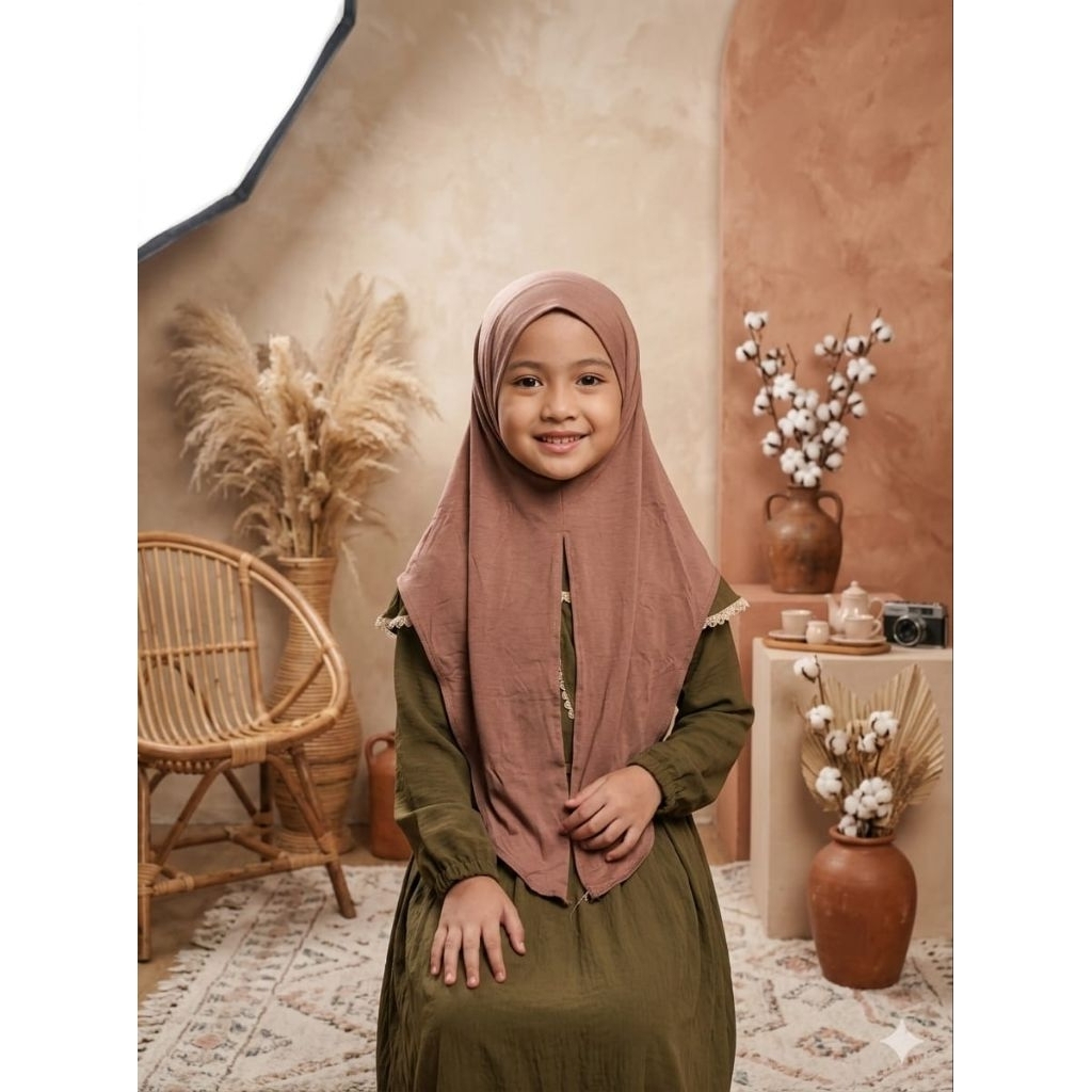 JILBAB ANAK DOI LOLY S3 RAYON Malay Lipat segitiga instan by DOA IBU HIJAB
