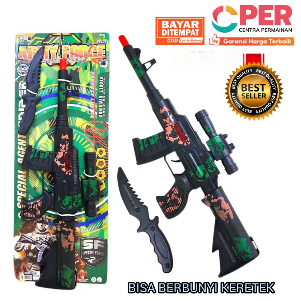 [BISA COD] Pistol Mainan Tentara Militer Berbunyi TekTek / Mainan Anak Pistol Besar