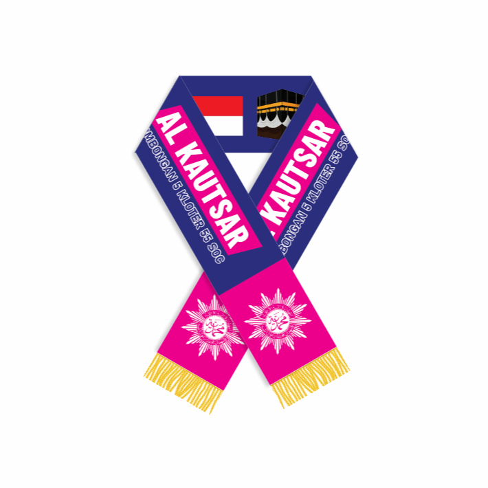 Syal Printing Custom Satuan - Umroh / Bola / Komunitas / Wisata / Suporter, Scraft scarf Leher Pria 