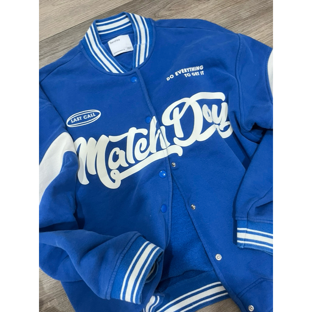 bershka blue baseball jacket jaket preloved