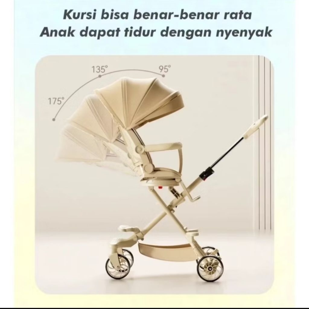 Stroller Anak Stroller Bayi Lipat Travelling Kereta Dorong Bayi 2 Arah 0-5 tahun