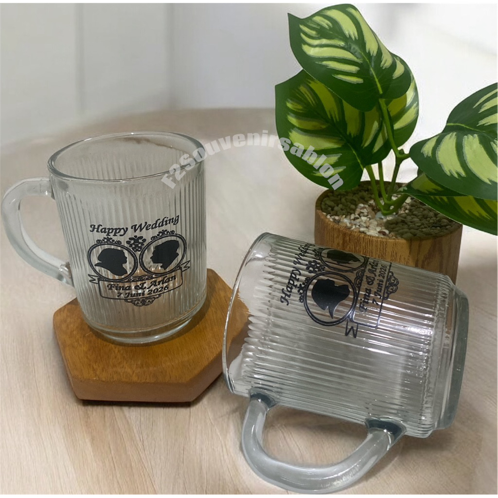 Souvenir Gelas kaca gagang salur kemas Sarung Tile free custom bebas
