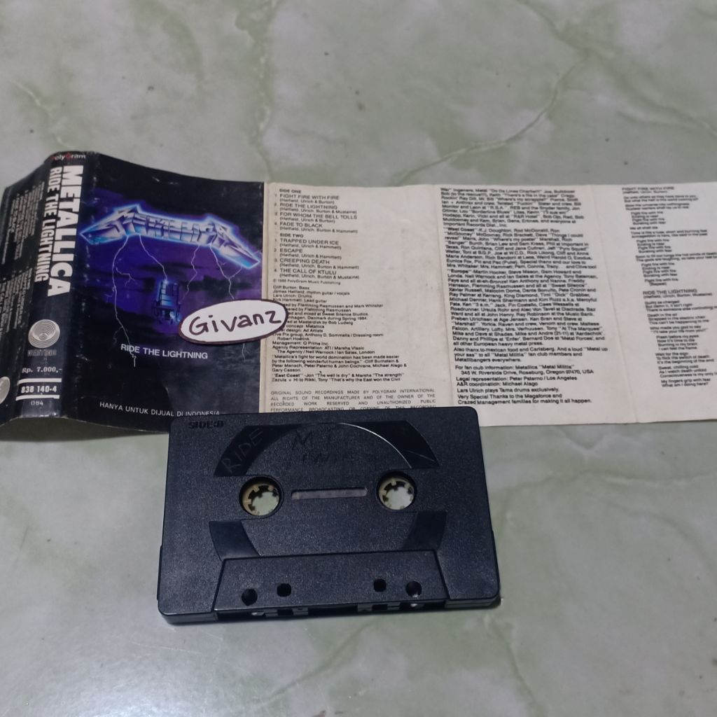 kaset pita METALLICA - Ride the lightning