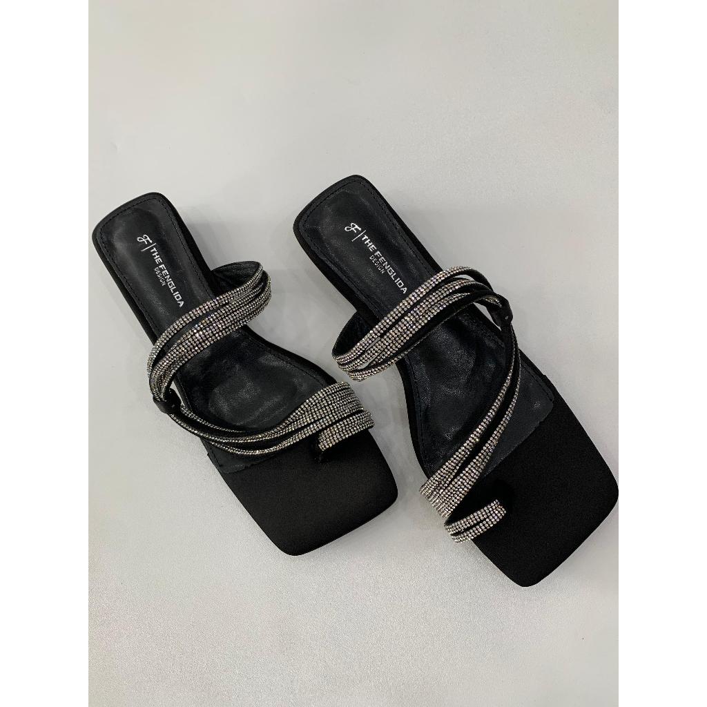 Allure Valerie 058-3 Sandal Wanita Hak Chunky 1 Cm Mewah Elegant Import