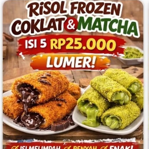 Risol Frozen Coklat & Matcha Isi 5 | Risol Lumer Siap Goreng | Camilan Frozen Enak