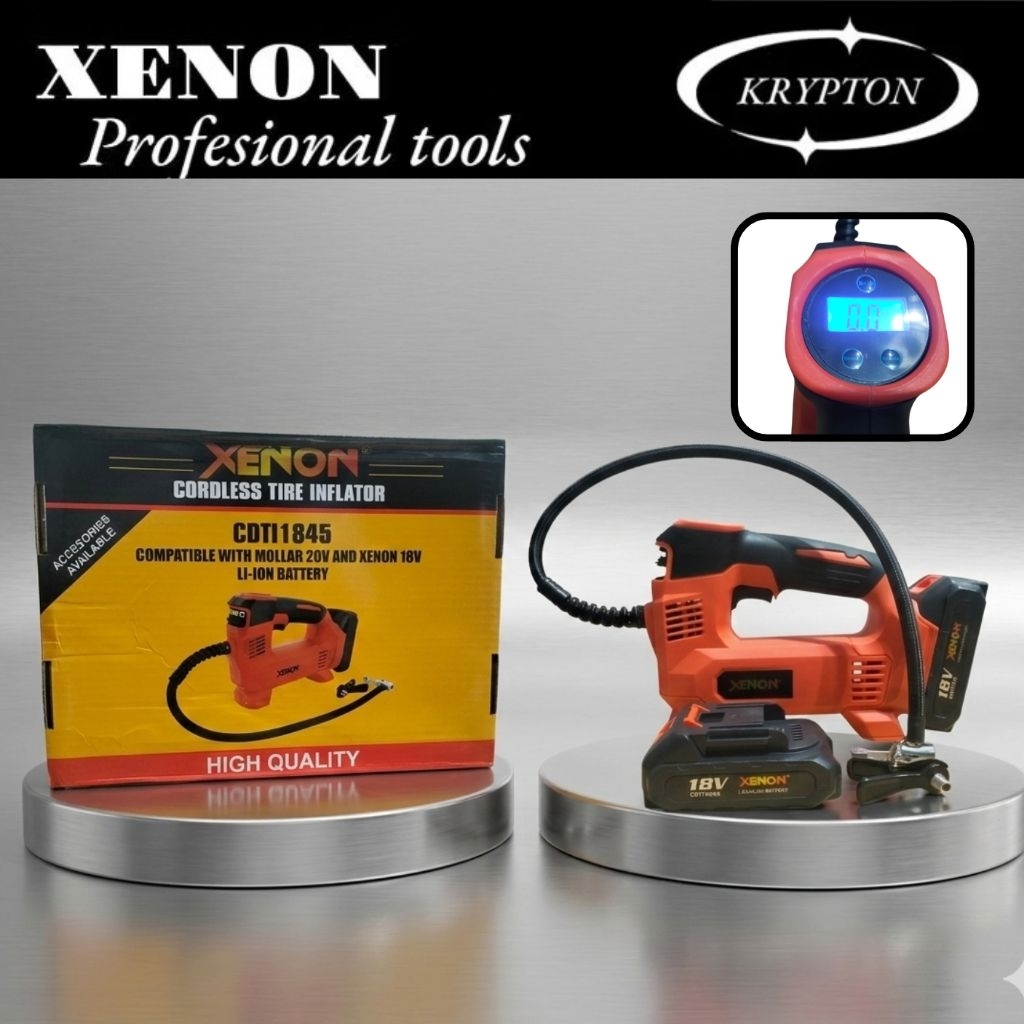 Xenon kompresor mini cordless / pompa angin ban 18V 2 Baterai