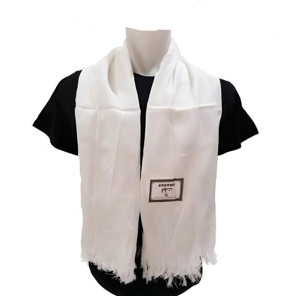 Sorban Almas Putih Panjang Arafat - Polos Segi Empat, Lembut & Nyaman, Ukuran 115x115 cm