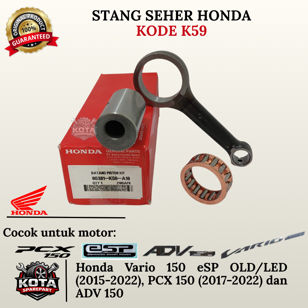 STANG SEHER ORIGINAL HONDA KODE K59 UNTUK MOTOR HONDA VARIO 150 ESP OLD/LED (2015-2022), PCX 150 (20