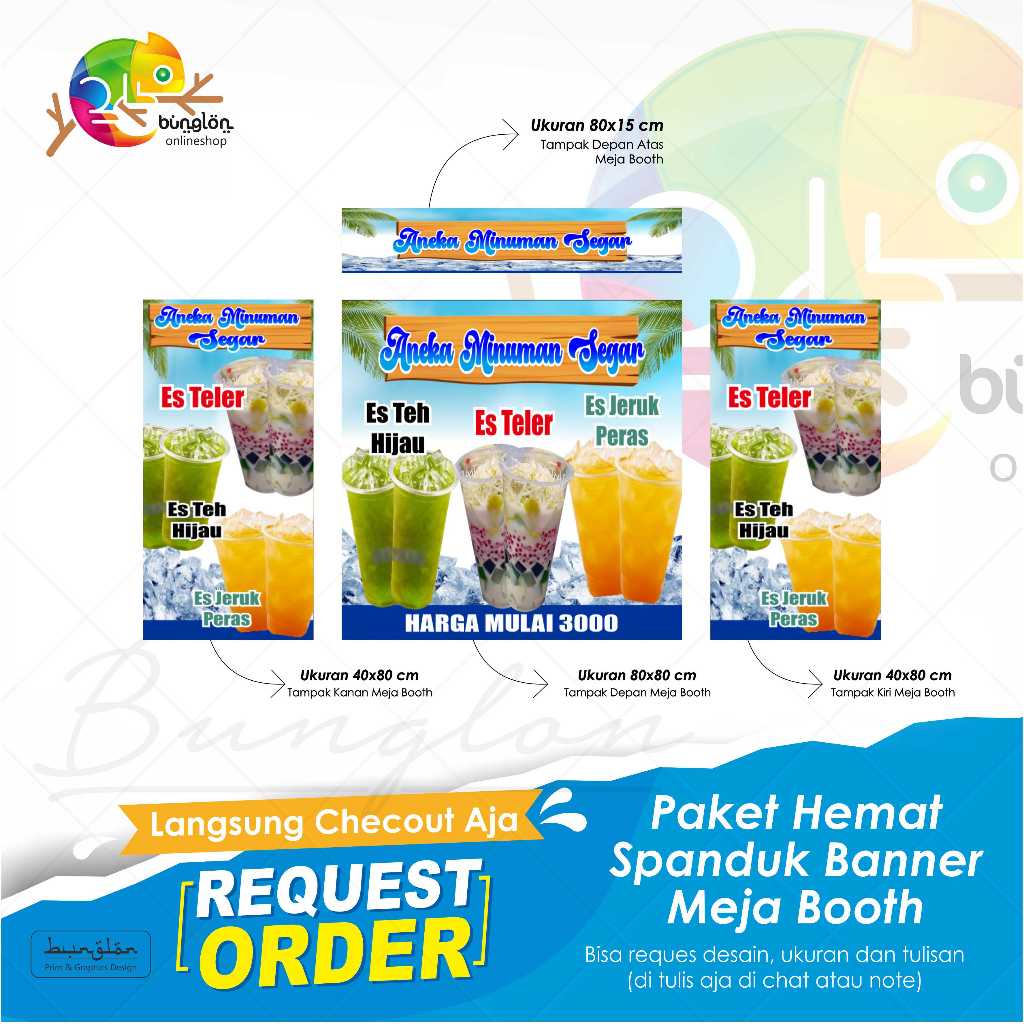 Spanduk Banner Paket Hemat Meja Booth aneka minuman segar