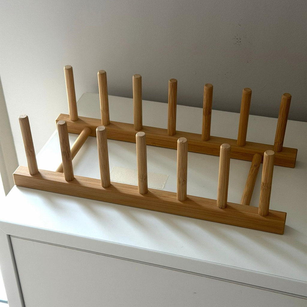 Rak Piring Bamboo IKEA / Rak Buku Kayu / Rak Vinyl Bambu