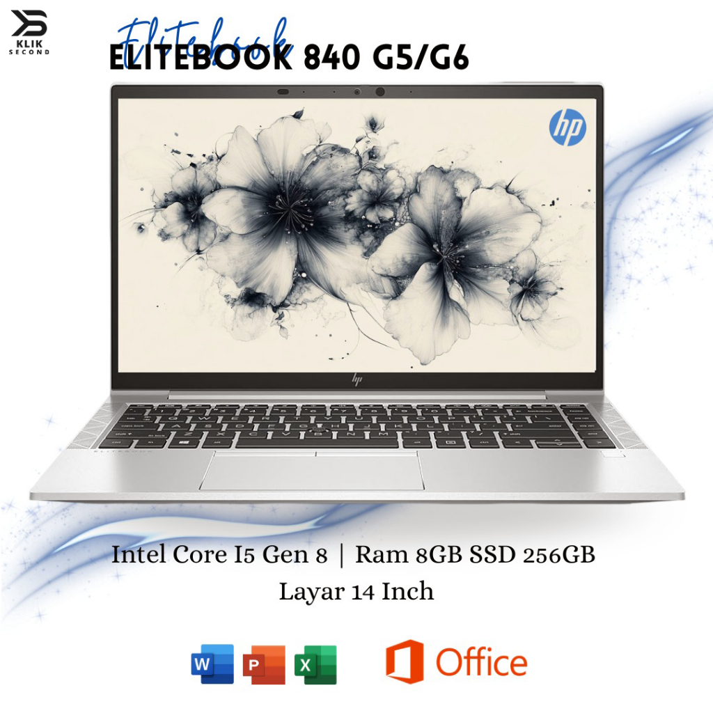 HP EliteBook 840 G5 Core i5 Gen 8 RAM 8GB SSD 256GB 14" FHD Laptop Bekas Original Siap Pakai