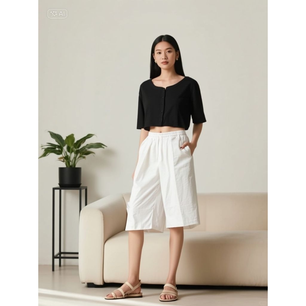 GEGAWOMEN Celana kulot Wanita Linen Korea 7/8 Jumbo.