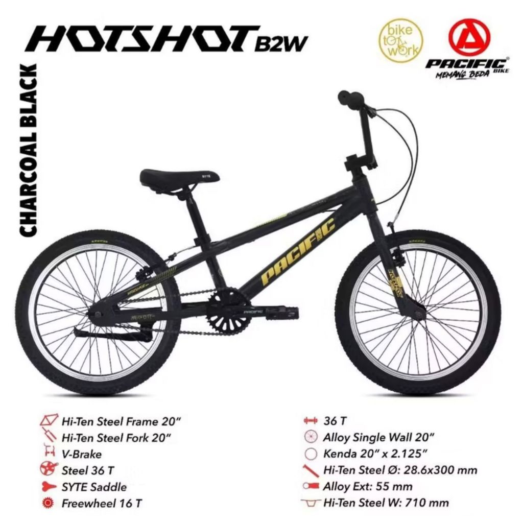 sepeda anak bmx 20 inch hotshot b2w sepeda bmx 20 inch by pacific