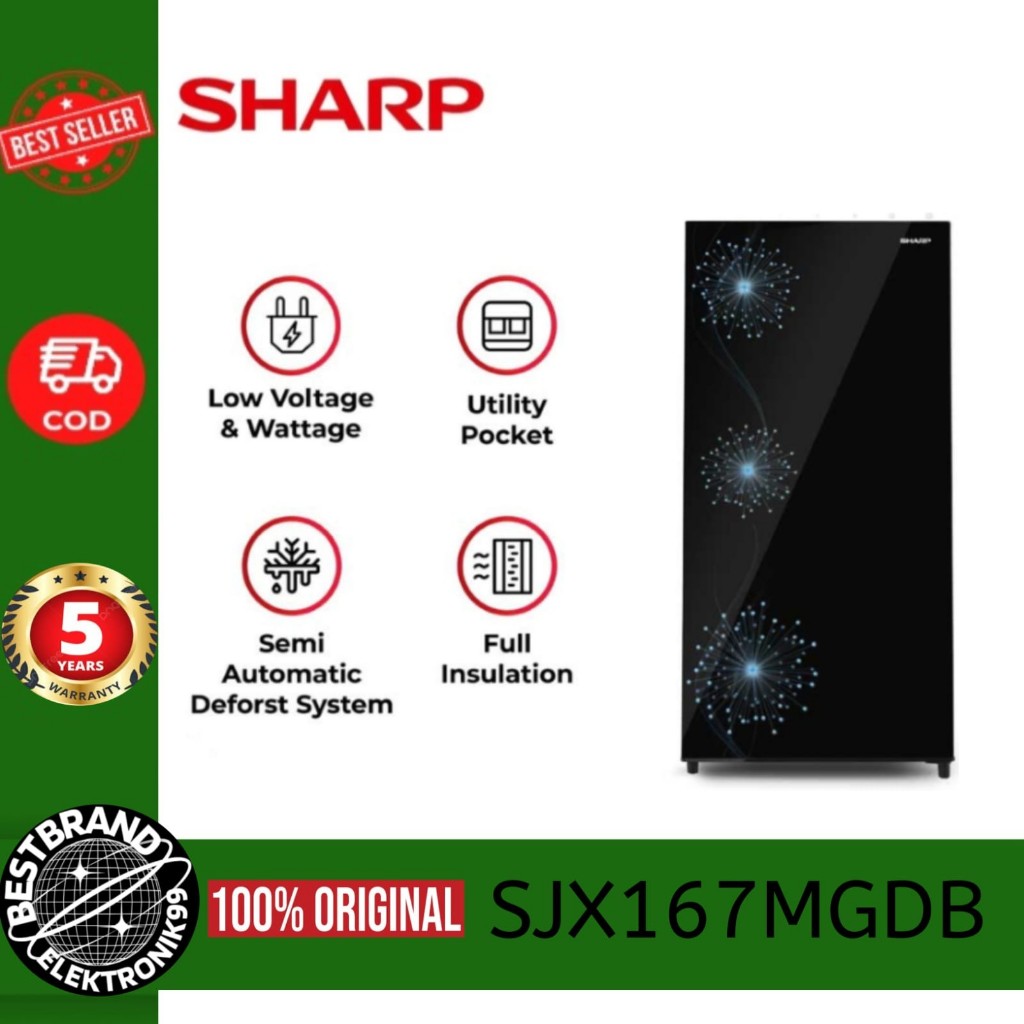 SHARP SJX167MGDB KULKAS 1 PINTU 133LITER DANDELION BLUE SERIES SJX167 SJ-X167MG-DB SJX167MG