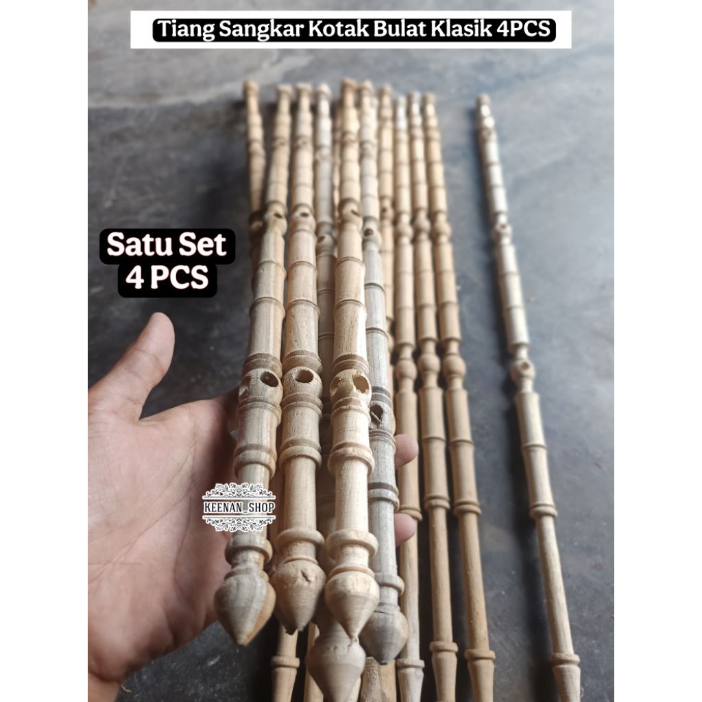 Tiang Sangkar Kotak Kayu Klasik Tiang Sudut Kandang Burung Bahan Kayu Bulat Klasik Panjang 70cm