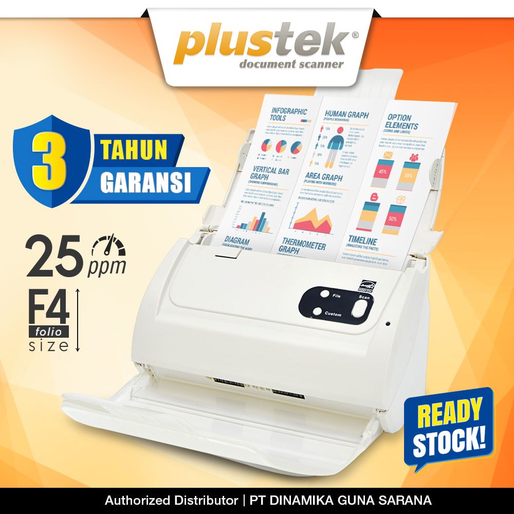 Plustek Scanner SmartOffice PS283 - 25 Lembar/menit (F4/Folio)