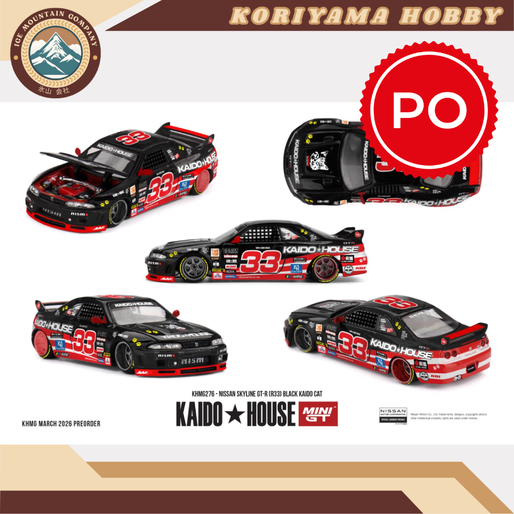 Mini GT Kaido House 276 Nissan Skyline GT-R (R33) Black Kaido Cat MiniGT