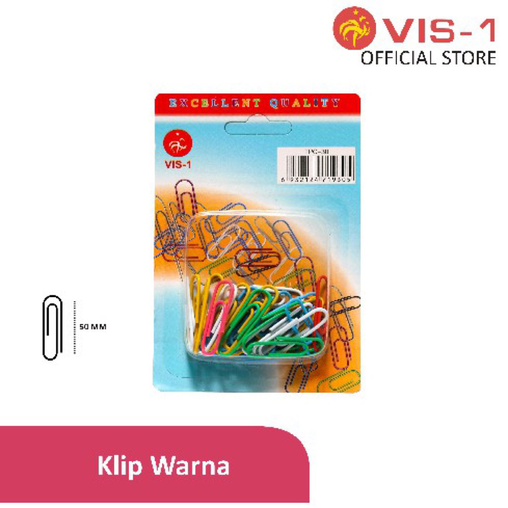 Vis-1 paper clip warna isi 30 - paper clip - paper clip warna