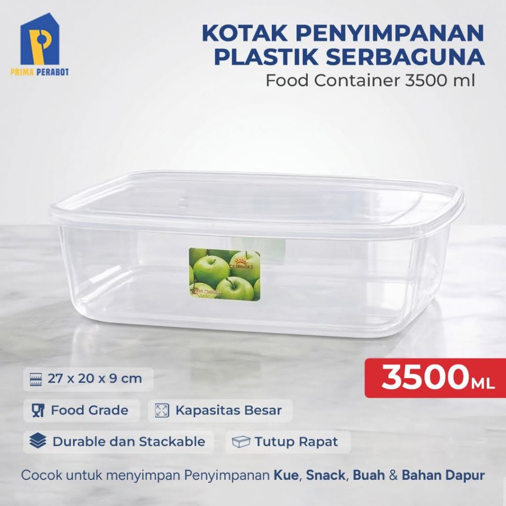 [3 Pcs] Storage Box Kotak Boks Plastik Transparan PP Container Kulkas Multipack Serbaguna 3500 ml