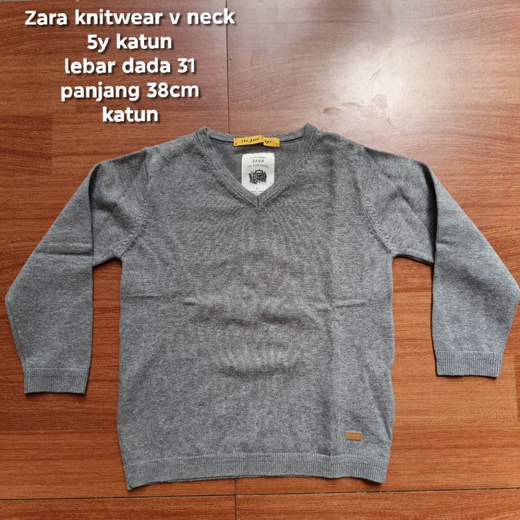Zara kids knitwear cardigan sweater outer anak laki laki / perempuan 5y grey rajut preloved