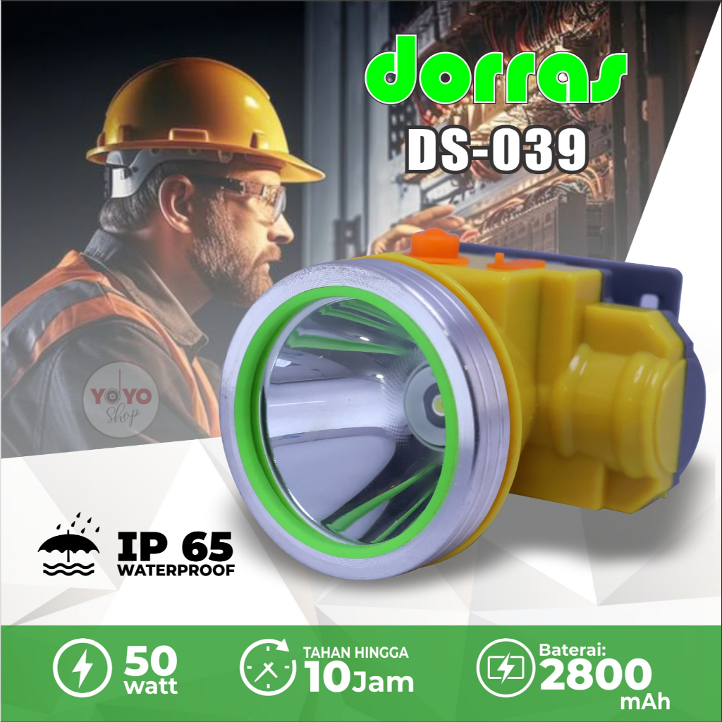 Dorras Senter Kepala Waterproof DS-039 50Watt Baterai 2800mAh