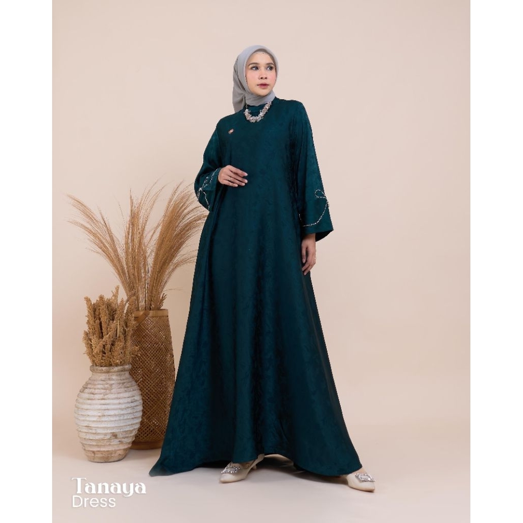 TANAYA DRESS / GAMIS PESTA WANITA / DRESS LEBARAN MEWAH ORI MAREVI (HANYA SIZE STANDAR)