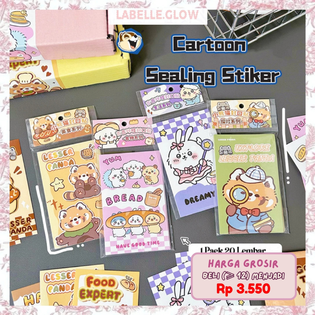 1 Pack Stiker Persegi Karakter Capybara Lucu Stiker Segel Serbaguna Motif Aesthetic SP18