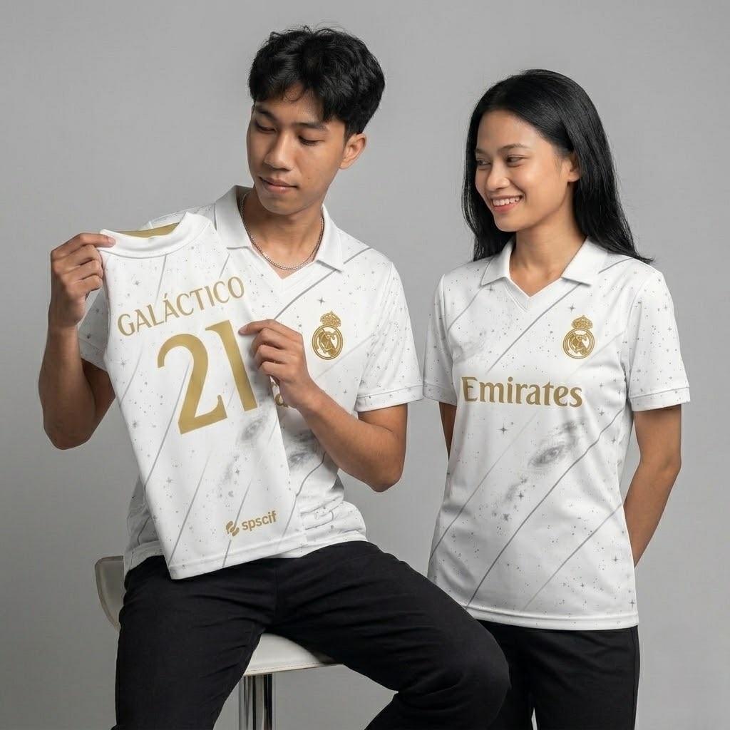 Polo Jersey Real Madrid Fantasy Concept Classic Eagle Supporter Version Baju Bola Pria Putih Casual 