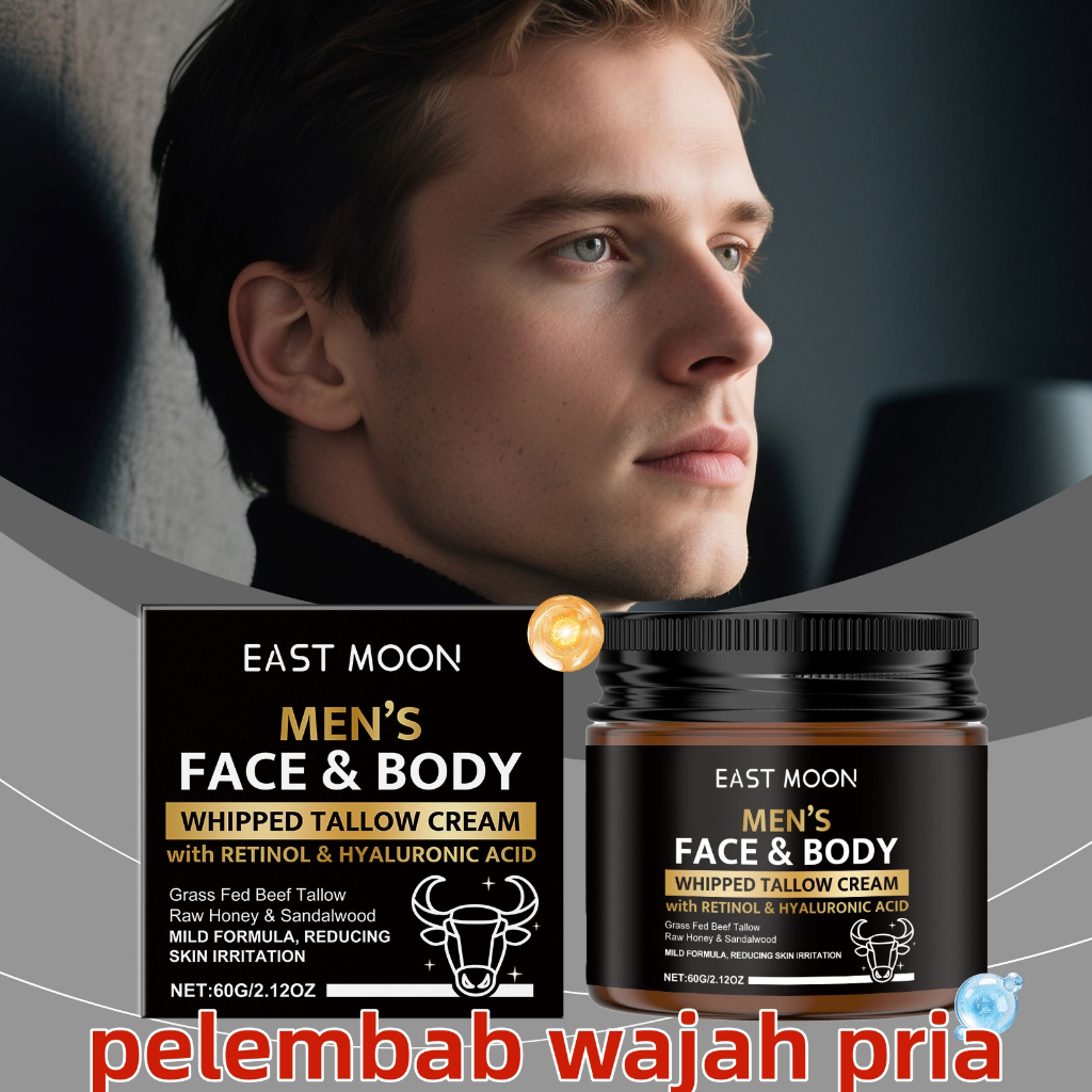 Pelembab Wajah Pria 60g pelembab wajah pria kering dan kusam Krim perawatan kulit pria yang menyegar