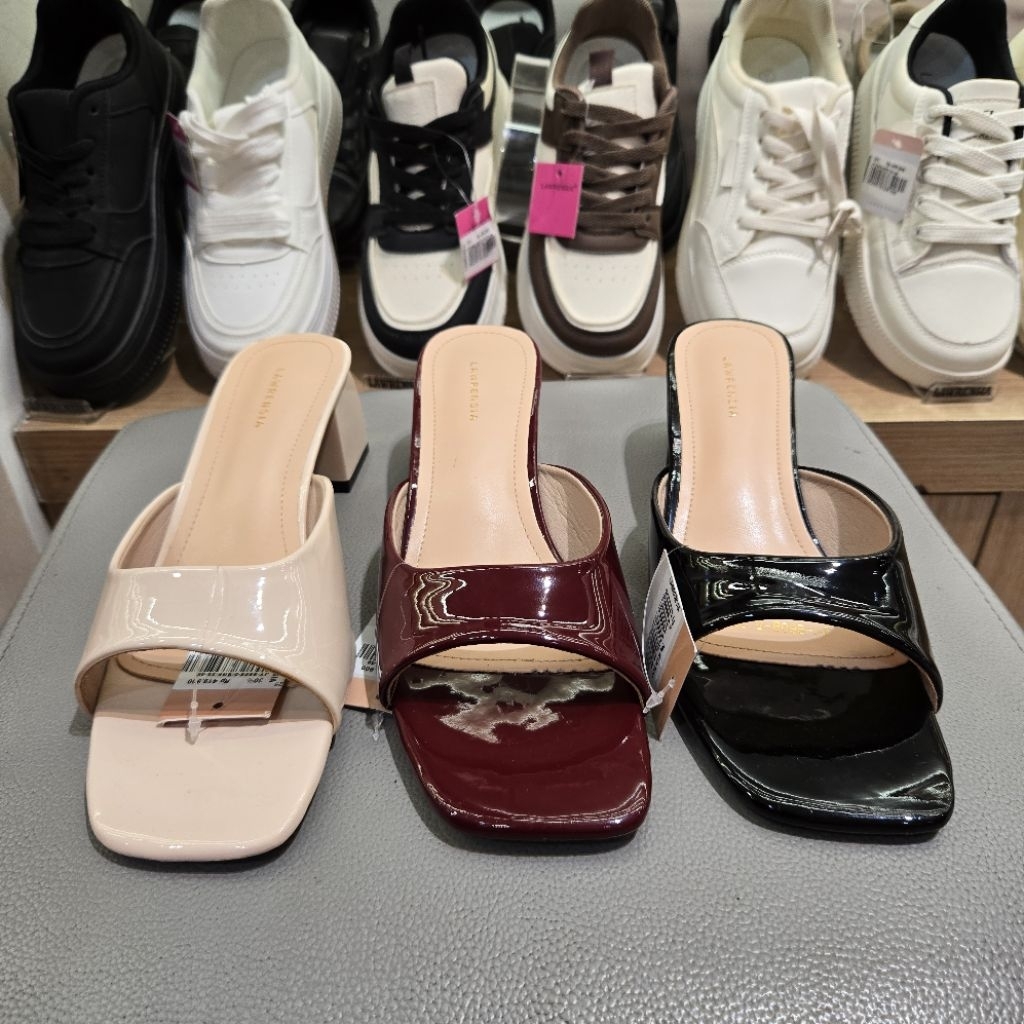 Lawrensia new arrival sandal heels 5cm wanita upper glosy ringan & ori size 36-40