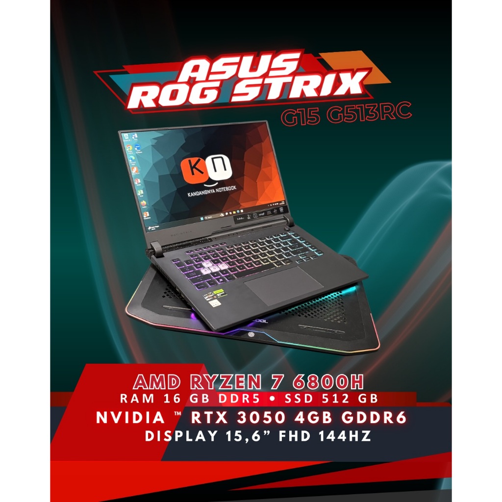 ASUS ROG Strix G15 G513RC Ryzen 7 6800H Nvidia RTX3050 4GB RAM 48GB 1TB Layar 144Hz