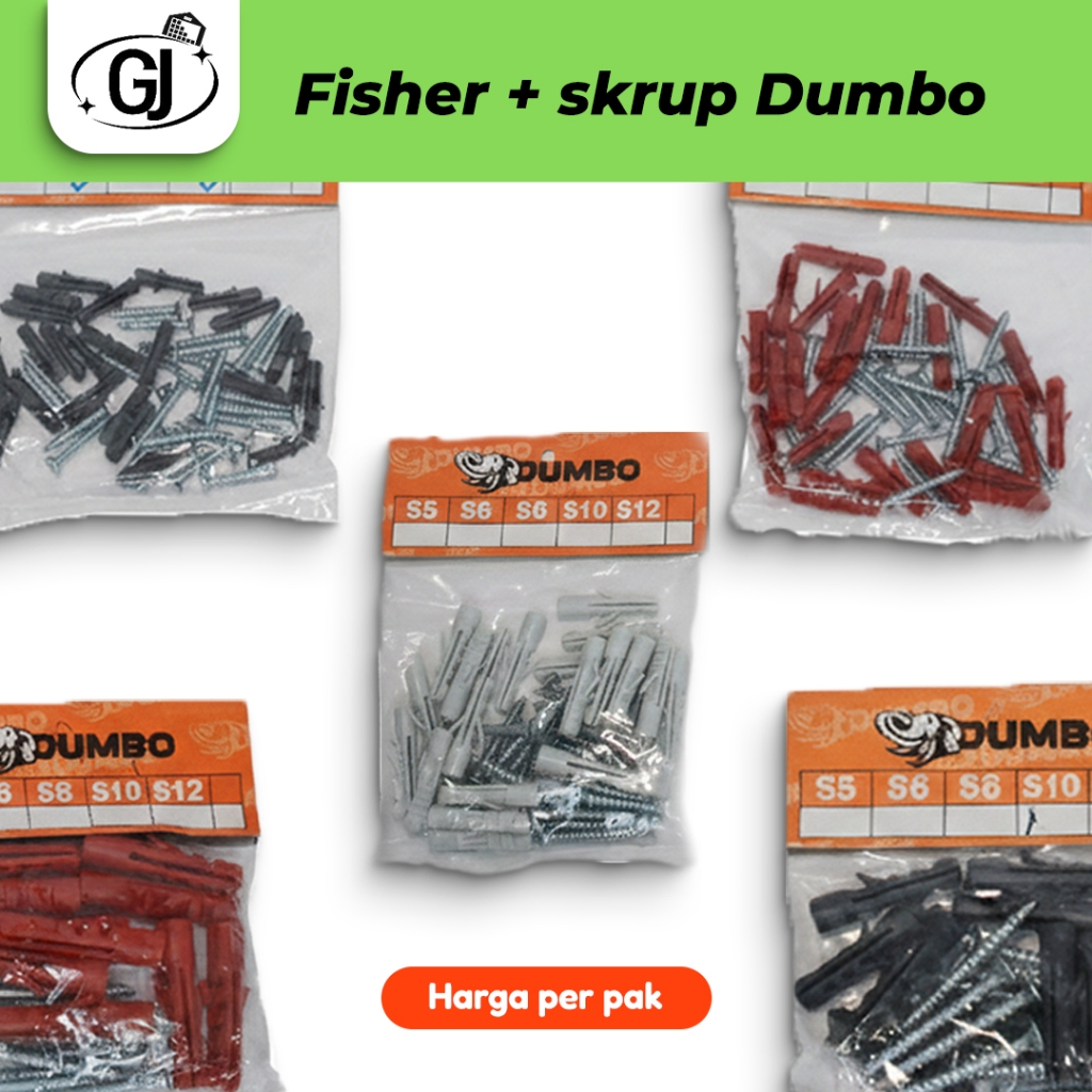 Dumbo Fisher Tembok + Sekrup Set Lengkap Baut Fiscer Beton