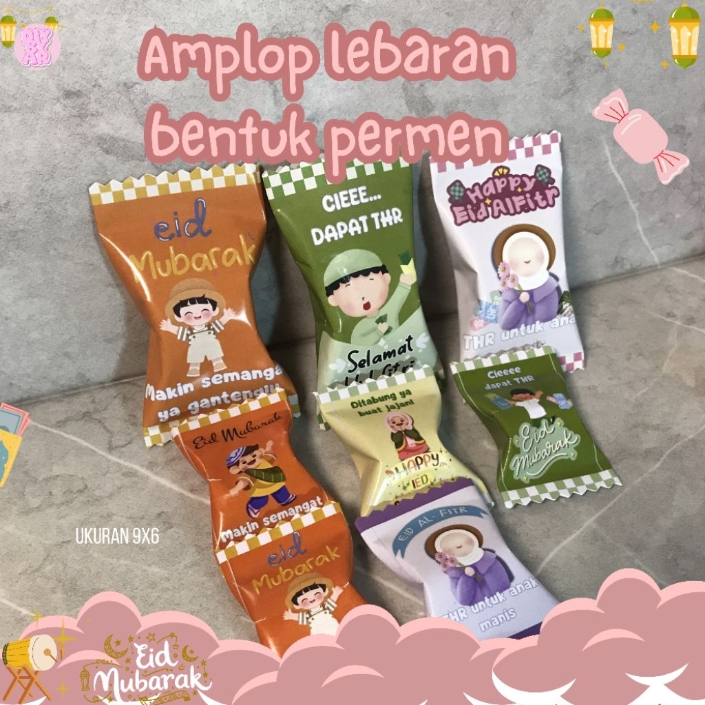 amplop lebaran bentuk permen|amplop lebaran unik|amplop lebaran custom