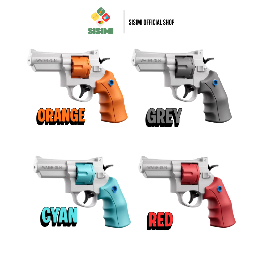 SISIMI Mainan Pistol Air Revolver Mekanik Tanpa Baterai Mainan Anak