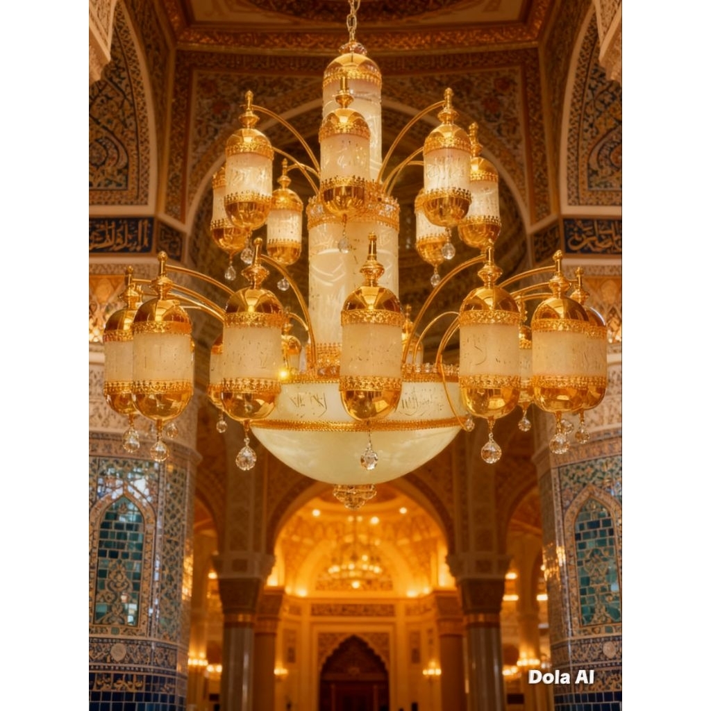 Lampu Gantung Hias Turki Masjid Mushollah Nabawi Lafadz Diameter 150 Cm Mewah