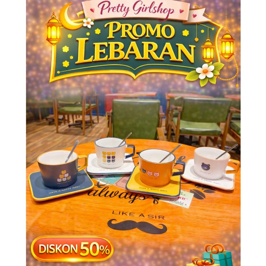 Mug Kartun Avatar Gelas Set Mug Keramik Motif Jepang Cangkir dengan Sendok Tatakan Gelas Cola Kaca C