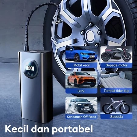 Pompa Angin Ban Mobil Listrik Otomatis Nirkabel | Pengukuran Tekanan Akurat | Pompa Darurat untuk Se