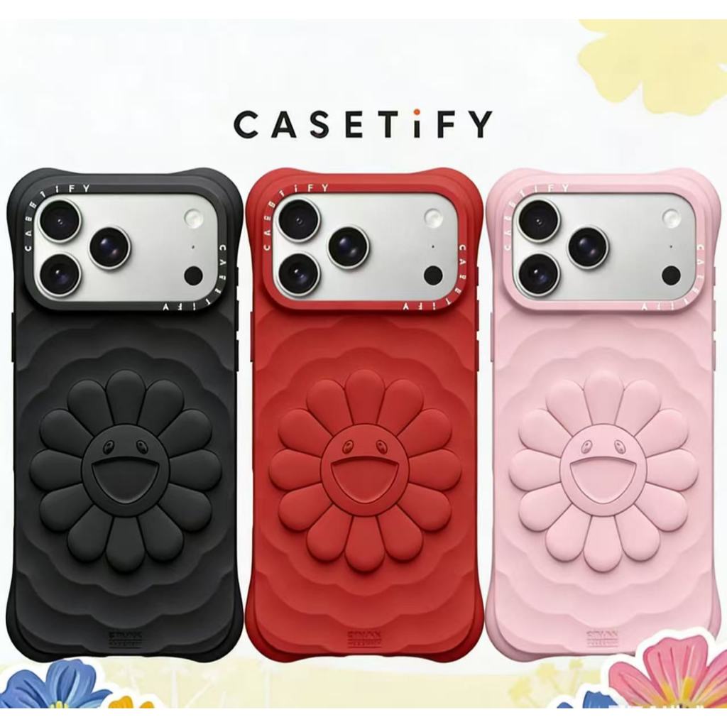 [READY INDONESIA]  CASETiFY Casing Ponsel Magnetik Motif Bunga Matahari Takashi Murakami untuk Apple