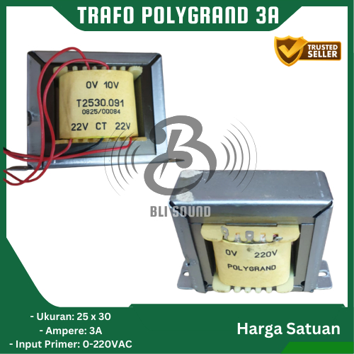 POLYGRAND TRAFO 3 AMPERE TRAVO 3A CT 22 VOLT EXTRA 0 - 10 VOLT