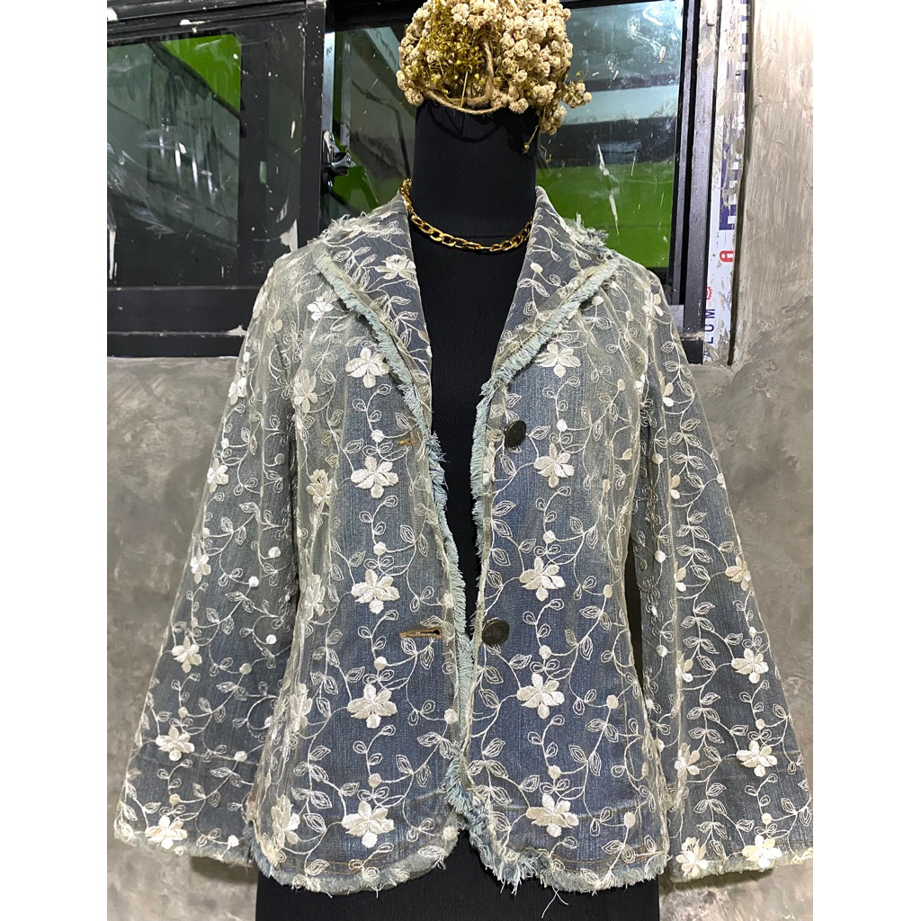 PRELOVED BLAZER JEANS BRUKAT