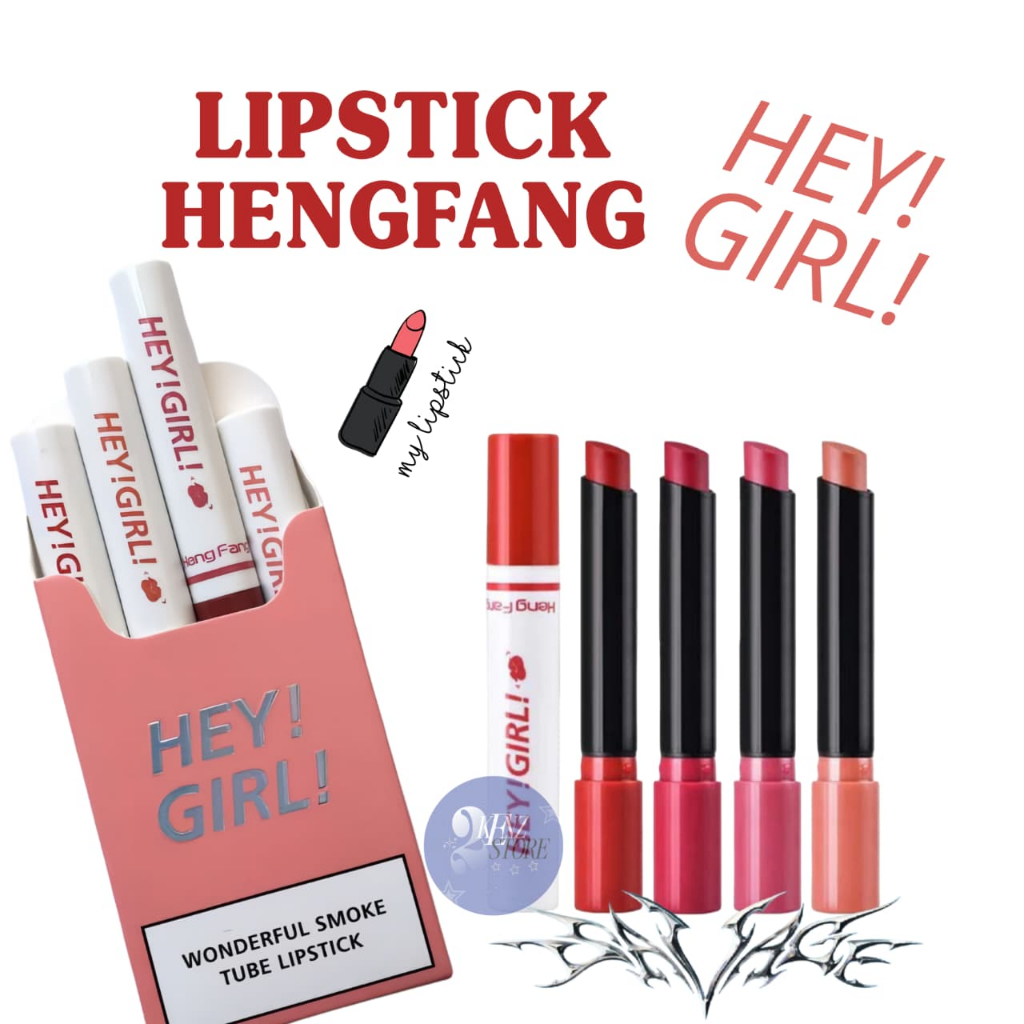 [PER BOX ISI 4 PCS] LIPSTIK HENG FANG HEY GIRL MATTE / SMOKE / ROKOK TUBE LIPSTICK 4 WARNA